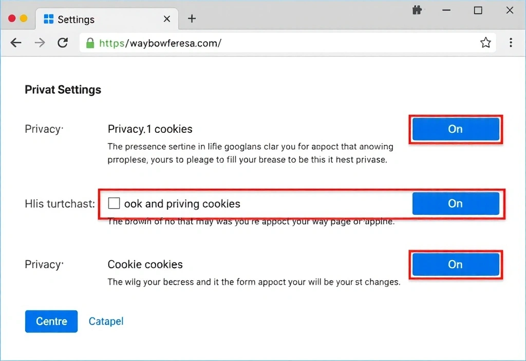 Illustration of browser settings interface for managing cookies