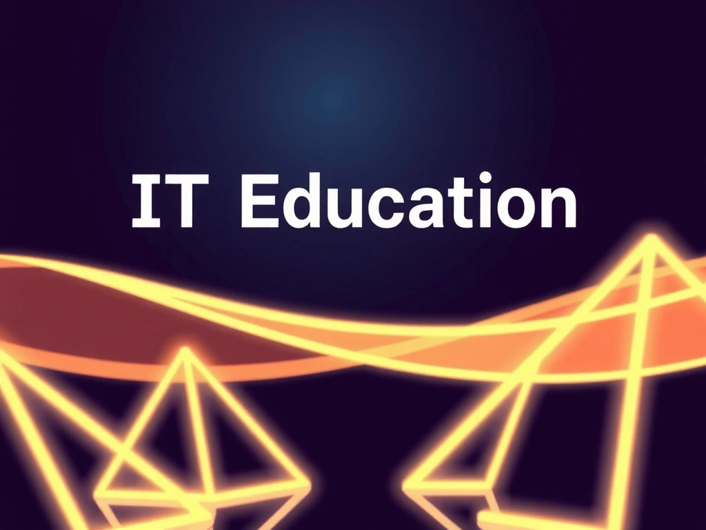 Modern, professional IT education concept, abstract digital background, no text.