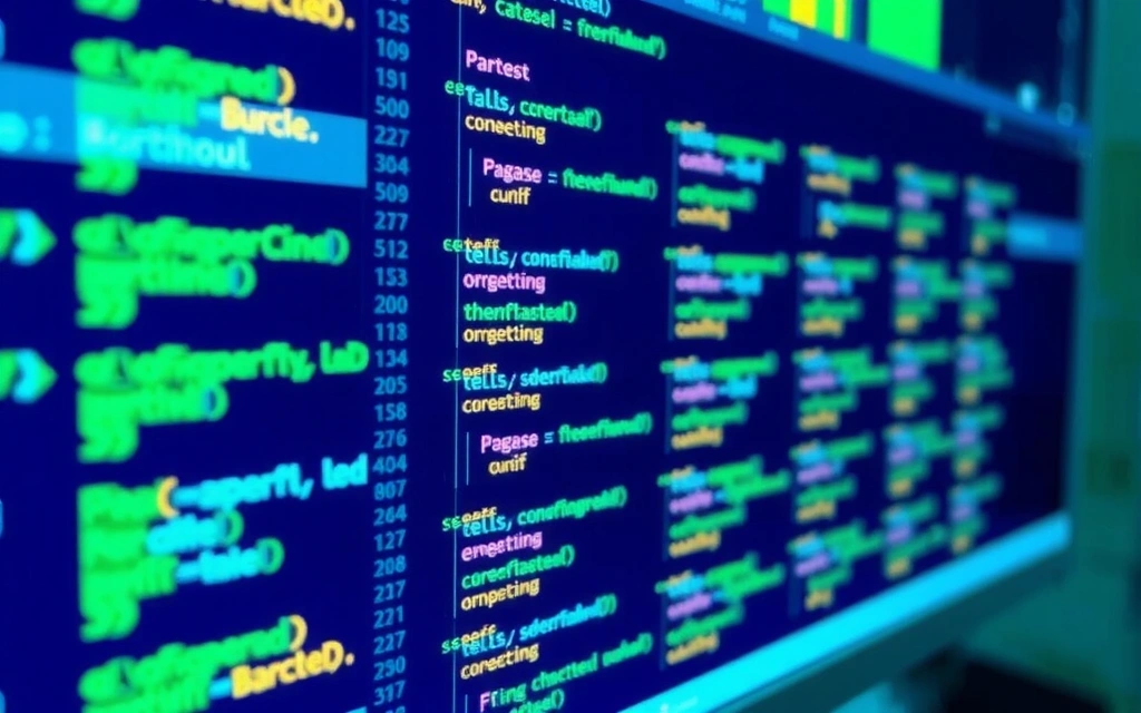 Abstrakt bilde av kode på en skjerm