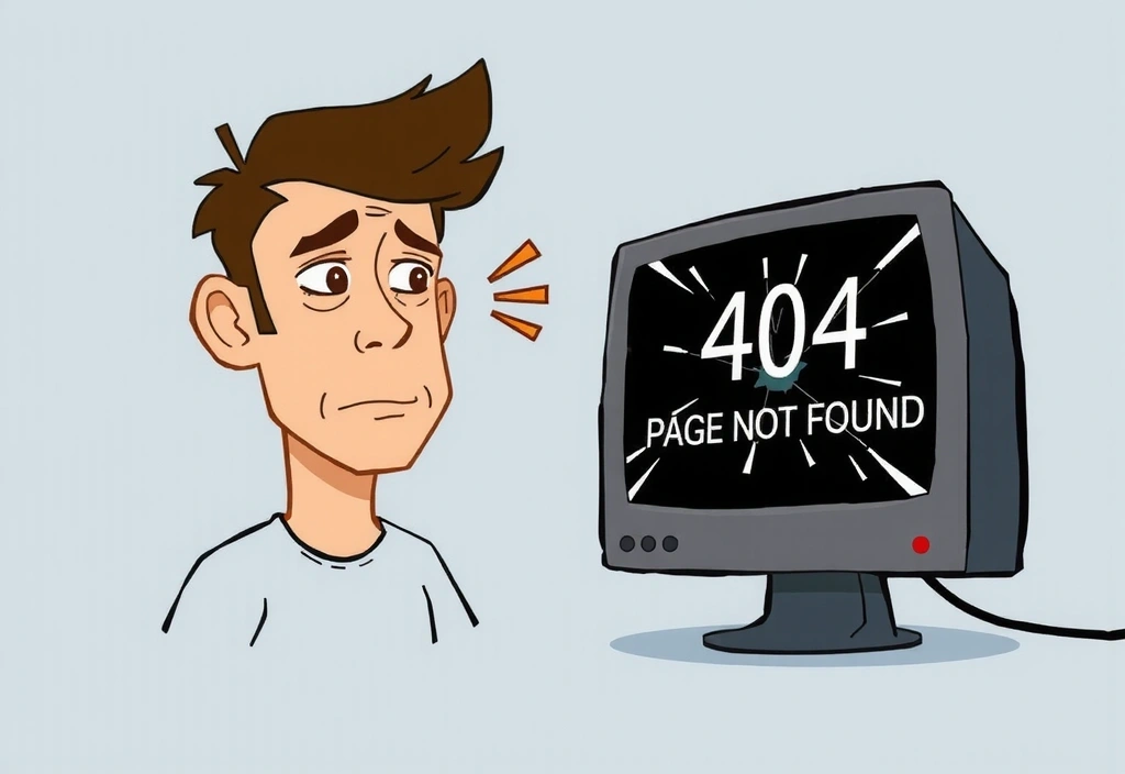 Person searching for a lost page on a broken monitor, symbolizing 404 error