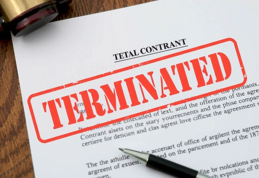 Document with a red 'TERMINATED' stamp, symbolizing the termination of terms or services.